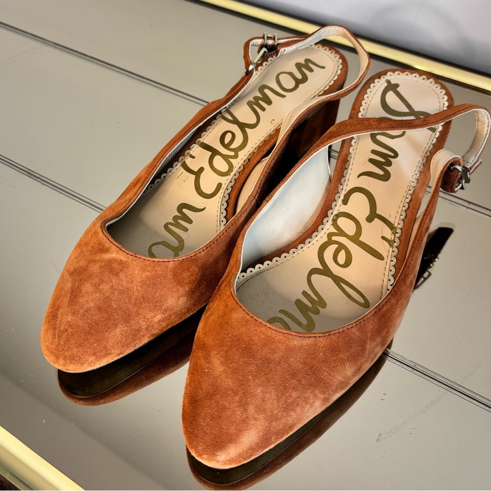 Sam Edelman Women's Brown Suede Slingback Heels